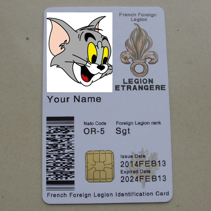 Personality customized entertainment props card Legion Etrangere ID PVC film and TV props cartoon COS card