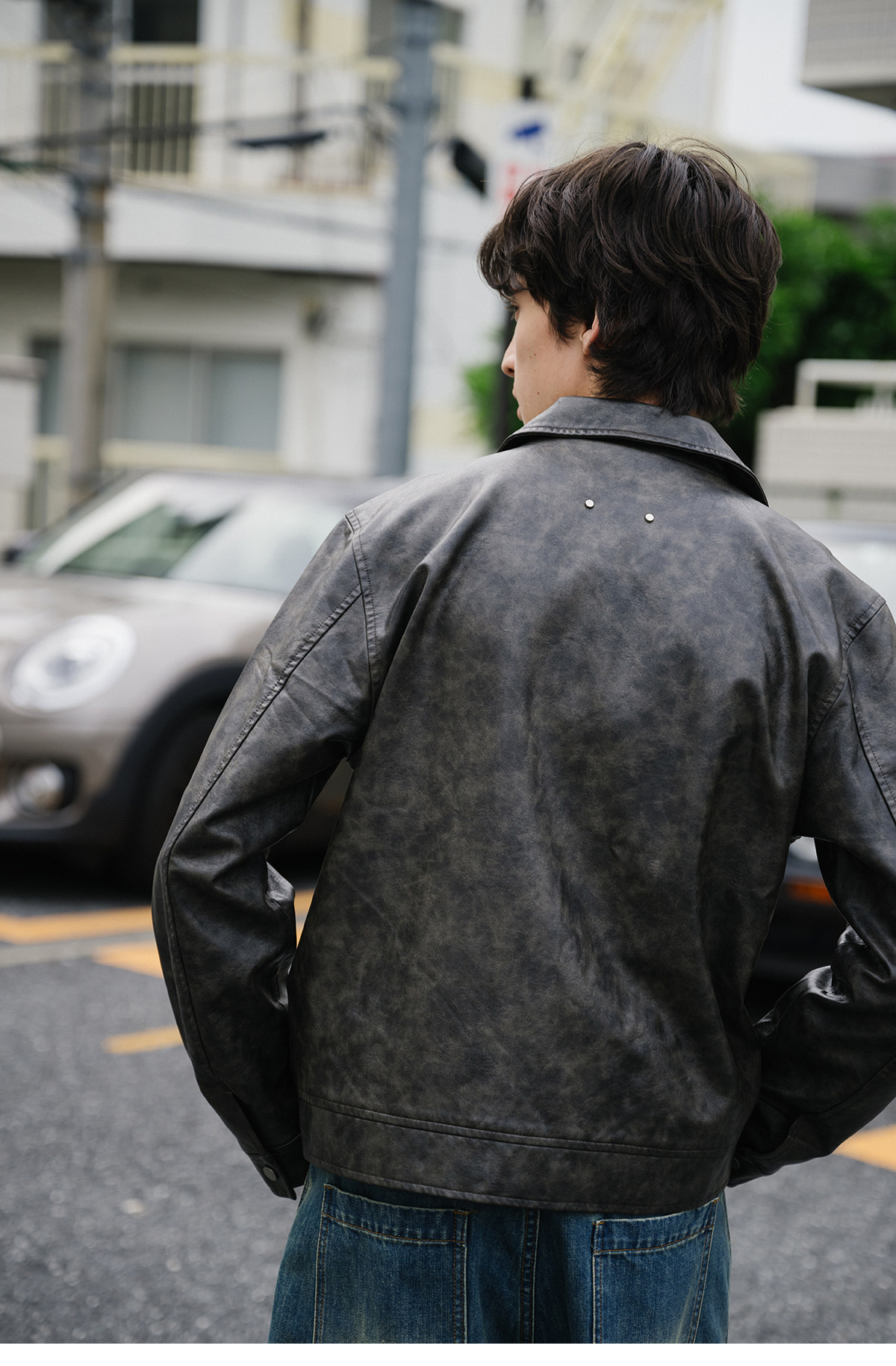 送料無料】また会う日まで。レトロウォッシュド加工レザージャケット