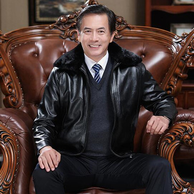 冬季男士加绒加厚皮夹克外套