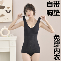 Non-wearing bra conjoined plastic body clothes close-up stomach bunches belt bra one-piece with chest cushion shaping beauty-body underwear