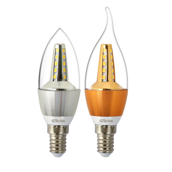 LED bulb three-color e14 small screw tip bubble 3W5W7W9W household ultra-bright energy-saving tail candle chandelier light source