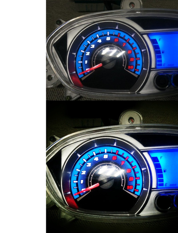 Xe máy Yamaha điều chỉnh 6 màu Fuxi Furui Qiaoge trực tiếp trên công cụ sửa đổi LCD mã vạch đồng hồ điện tử mặt đồng hồ xe sirius