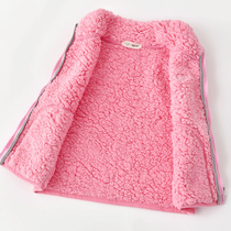 Childrens waistcoat female spring and Autumn girls lamb wool warm vest velvet thickened babys new waistcoat cardigan jacket