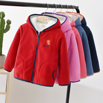 Childrens fleece jacket spring 2021 new mens and womens fleece clothes baby zipper hoodie sweater thickened