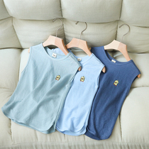 Childrens cotton numb vest boy Summer slim cross-bar t female baby ice silk sleeveless T-shirt outside wearing undershirt
