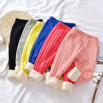 Spring and autumn childrens warm pants velvet thickened autumn pants Baby thermal pants Children wear male and female childrens leggings