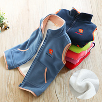 Childrens fleece vest plus velvet 2021 boys and girls spring and autumn cotton horse clip fleece clothes Baby warm vest