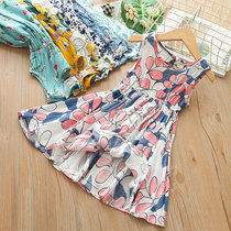 Girls summer clothing dress dress for dress cotton silk dresses 2022 new children sweet beauty harnesses No sleeves Broken Flowers Princess Dress