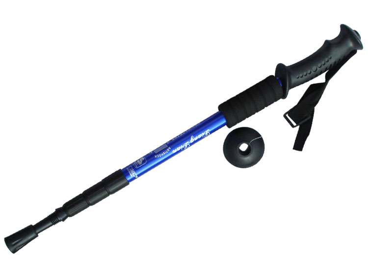 Cọc thẳng bốn phần cực leo núi Tay cầm thẳng Tôi mía đa năng 仗 đi bộ hợp kim nhôm 6061 ngoài trời người già gậy xếp gọn