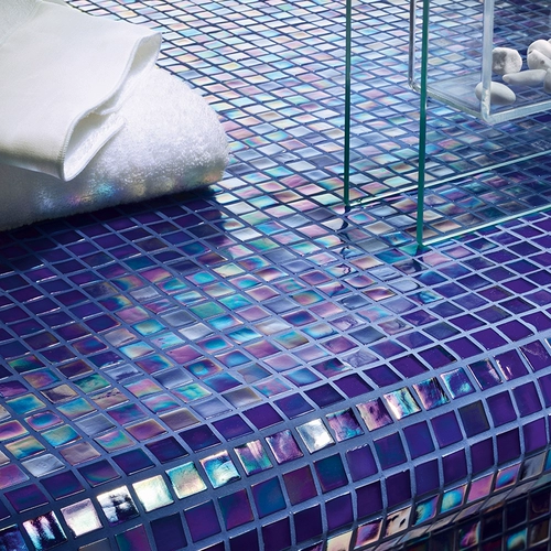 Стеклянная синяя нескользящая мозаика для спортзала