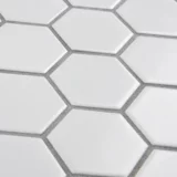 Белая керамическая мозаика, шестиугольные нескользящие накладки на углы, скандинавский стиль