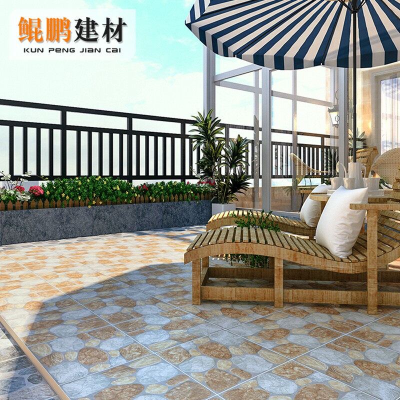 Mate gray pebble large particle tiles 400x400 outdoor garden patio balcony floor tile anti - slip
