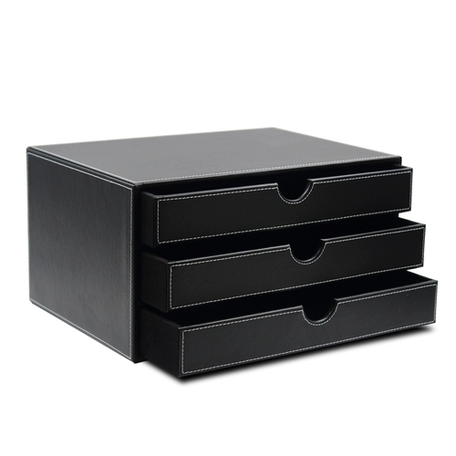 Business Creative Leather Desktop Horizontal Draw Draw Start File File File File Cabinet Cabinet Office Products