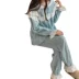 Bộ pyjama giản dị hàn quốc 2020 mùa xuân mới rời có thể mặc bên ngoài dài tay kẻ sọc dịch vụ ở nhà nữ hai mảnh - Cặp đôi