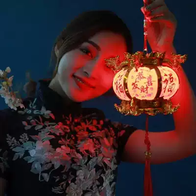 New year decorations LED battery lantern antique children's portable lantern glowing music lantern small gift