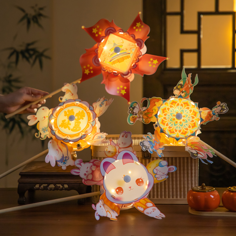 Mid-Autumn Festival Lanterns Pvc Windmill Lanterns Glowing Rabbit Lanterns Children's Handmade DIY Lanterns Mid-Autumn Festival Small Gifts Mid-Autumn Festival Lanterns Pvc Windmill Lanterns Glowing Rabbit Lanterns Children's Handmade DIY Lanterns Mid-Autumn Festival Small Gifts