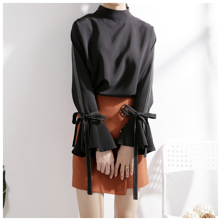 2018 đầu xuân mới váy caramel màu nhẫn bất đối xứng một chiếc váy ngắn eo cao chống eo gói hông nhẹ chân váy chữ a dài