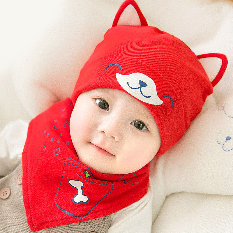 Baby hat spring 0-3-6-8 months male and female baby hat newborn baby hat dog pullover hat spring and autumn