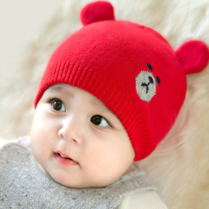 秋冬宝宝婴儿帽子保暖双层毛线帽