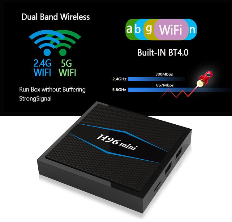 Hộp set-top mạng Android H96 Trình phát video lõi tứ S905W lõi tứ bộ phát wifi 4g xiaomi