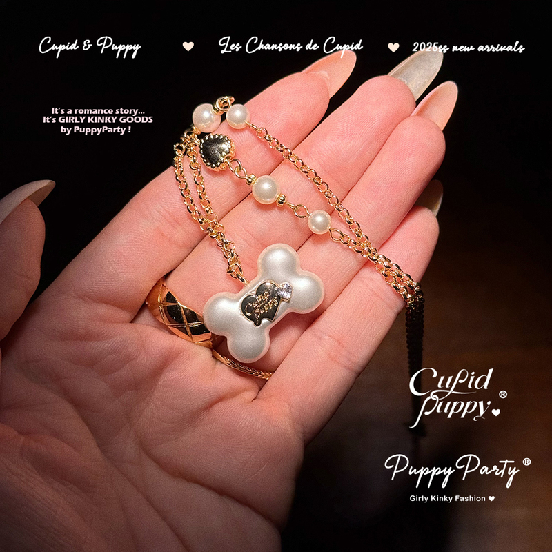 Vintage Sweet Cream Self-Molding Resin Bone! Guihe Accessories Beaded Necklace, Original Design by Puppy Party