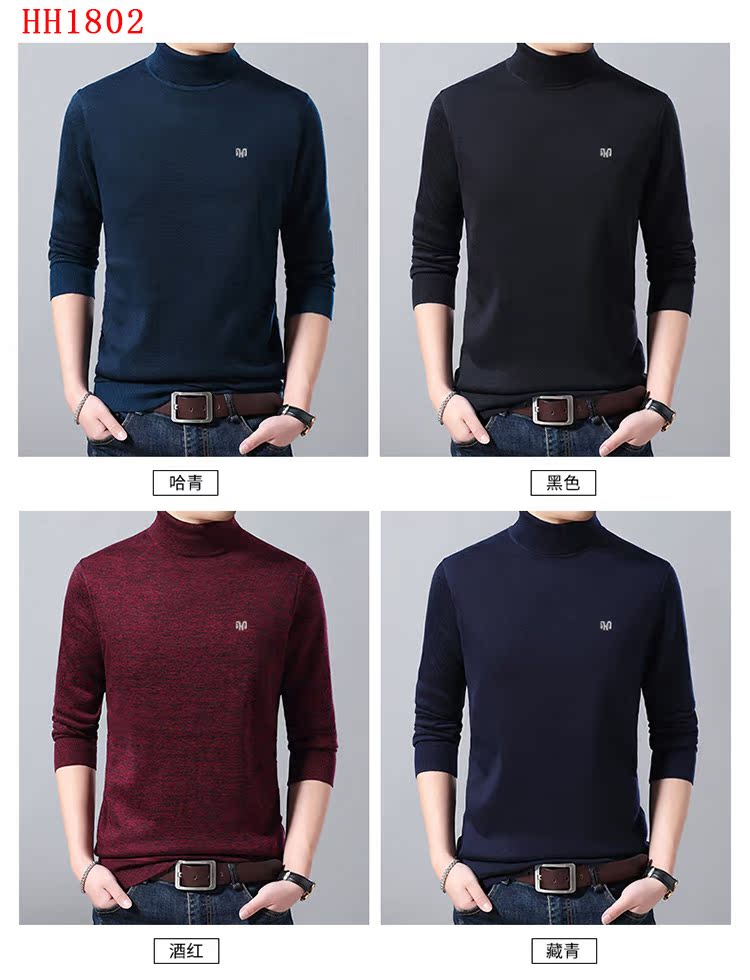 Hengyuanxiang chính thức cửa hàng áo len nam cổ tròn cộng với nhung dày áo len dày màu áo len nam áo len nam mỏng