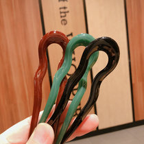 Hairpin plate hair headdress adult lady jelly candy color simple classical Chinese style Daily cheongsam U-shaped hair insert