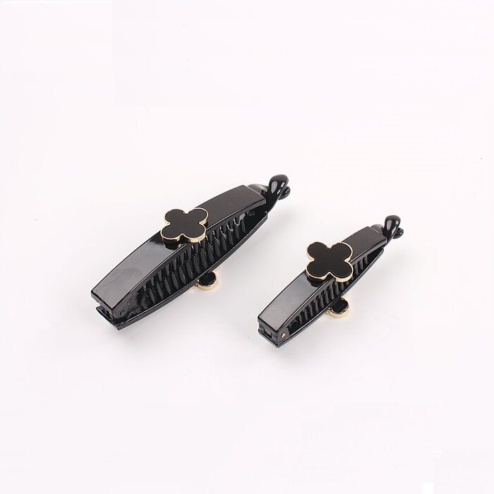Day Korea Large Number of 4 Leaf Grass Minima Black Anti Slip Horse Tail Clip Large Banana Clip Horsetail Hair Clip