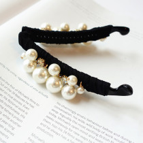 Day special Korean rhinestone Pearl large banana clip insert Diamond vertical clip small ponytail clip hairclip hair card