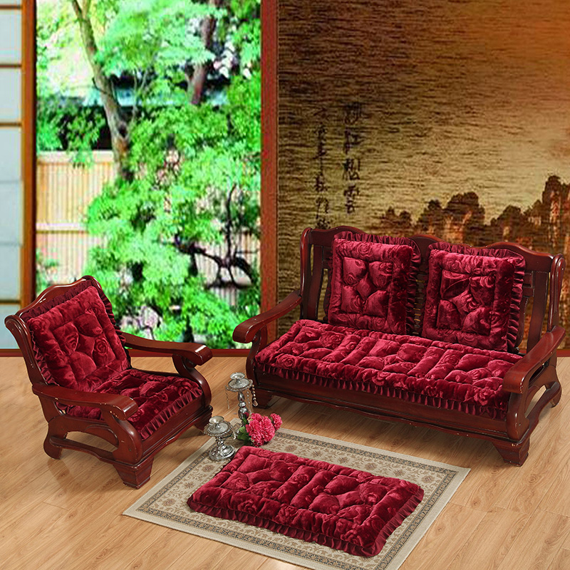 Sofa da cao cấp đệm sofa đệm dày sang trọng chống trượt gỗ rắn ghế dài đệm ba ghế đệm mùa đông đệm bàn ghế gỗ
