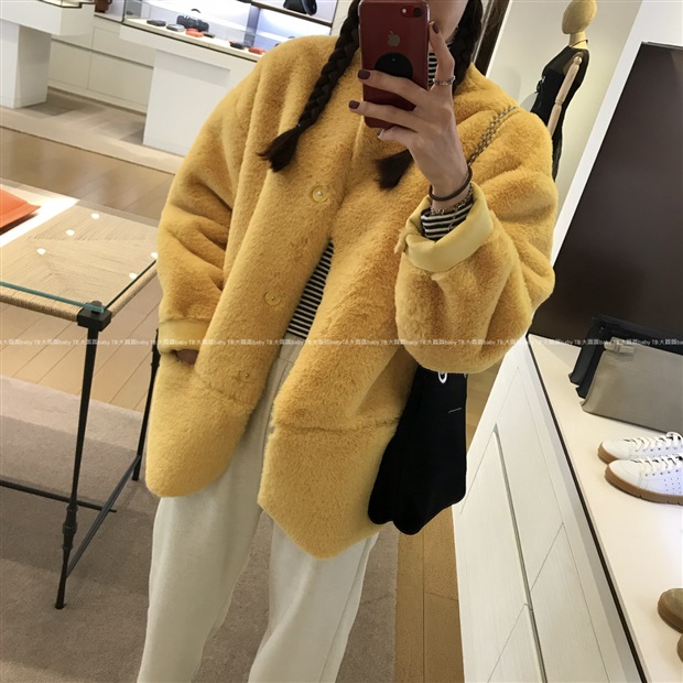 Hàn Quốc Dongdaemun dày ấm lông thỏ lông giả lông mùa đông 2018 mới áo dài sang trọng áo khoác lót lông cừu