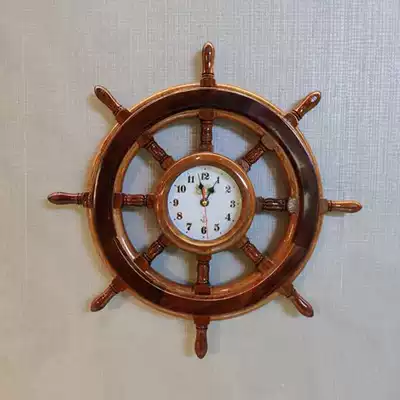 Chinese wall clock living room Chinese style mute rudder creative wall clock solid wood carving atmospheric decoration home clock