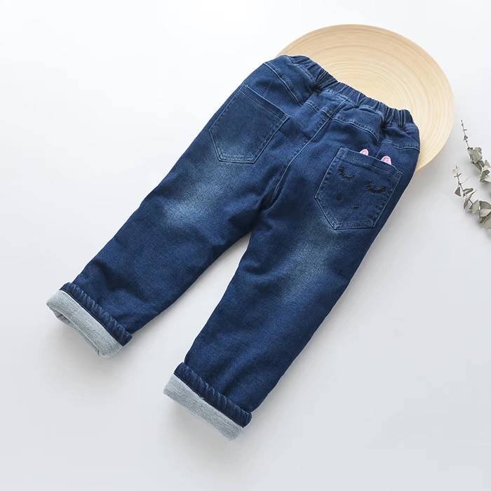 Quần jean dày, quần legging denim cho trẻ em mùa đông mới, quần dài, quần âu, quần lót cotton