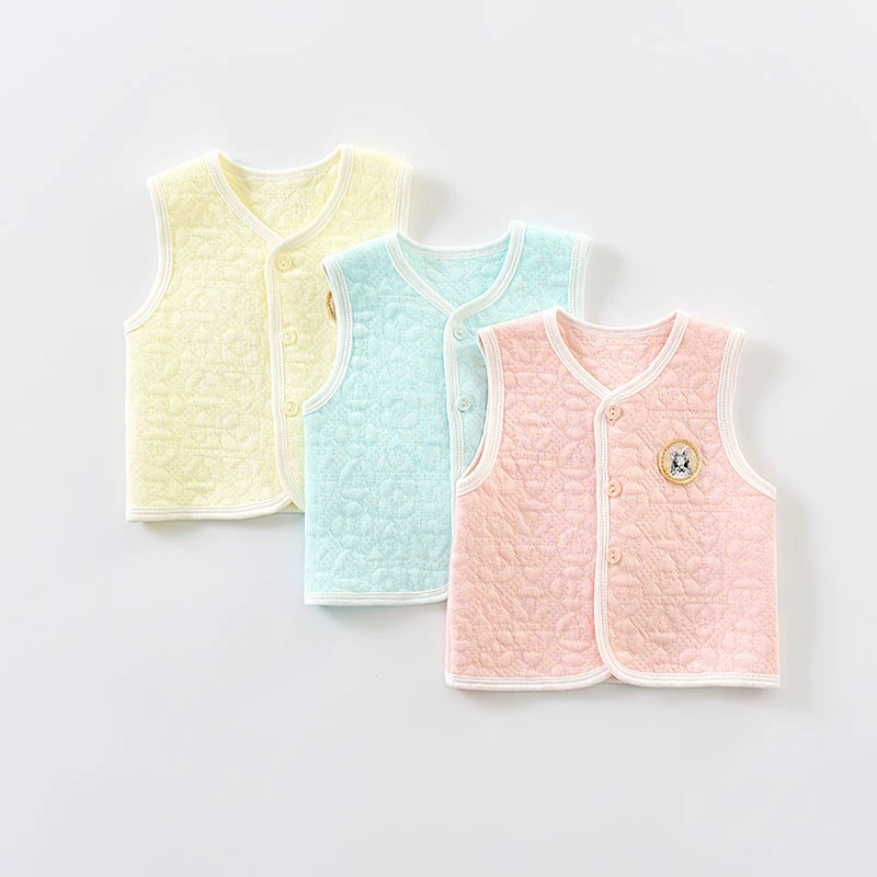 Vest bé thỏ Dulk mùa xuân và mùa thu Cotton ấm Vest bé Vest không khí cotton sơ sinh vai - Áo ghi lê