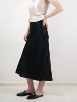 MPP original design silk slip triacetate half body skirt italics a character long dress slim fit slim high waist pituitary bag hip skirt