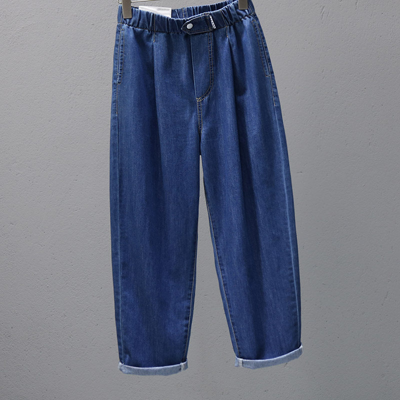 2022 Summer loose and tight skinny jeans for women, European style loose straight-leg pants, trendy and slimming, versatile Harem pants pic 4
