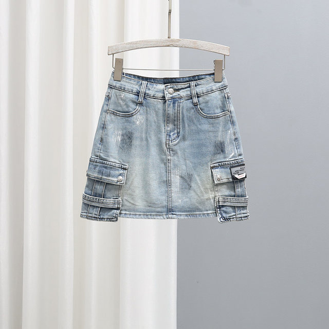 Cargo Pocket Skirt Retro Versatile Craft A Line