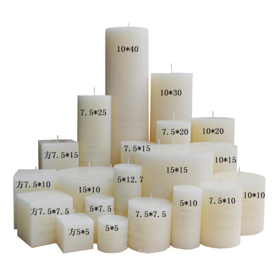 Cylindrical candle classic ivory white large column wax smokeless and tasteless birthday wedding hotel household candle