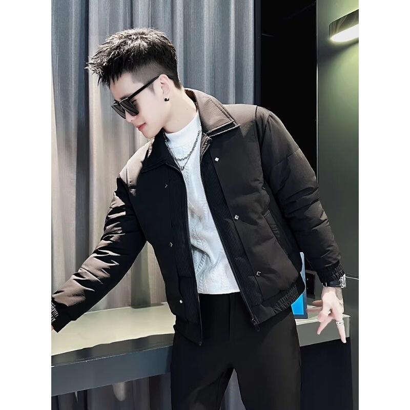 Pierre Cardin 2026 Autumn/Winter New Double-Layer Collar Short Cotton Jacket for Men, Trendy and Stylish Thick Cotton Coat