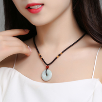 Natural Jade Jade safe buckle necklace for men and women transshipment A Burmese jade fashion pendant crystal jewelry gift