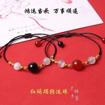 Zhou family of the same natural red-agau bracelet hand-woven transfer bead handrope girl girl girl girl