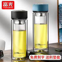 Fuguang glass large capacity men and womens couple cup with lid Teacup Filter tea cup Custom lettering cup