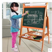 Childrens drawing board easel set double-sided magnetic small blackboard Home bracket baby writing board can be lifted and folded