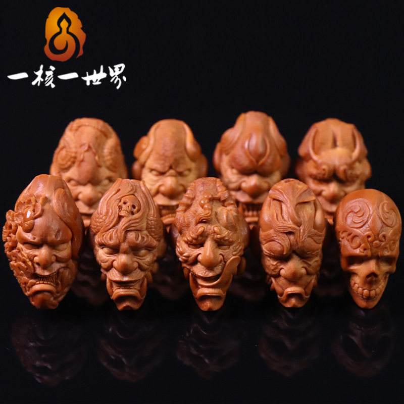 One core one world olive stone carving bracelet personality Prajna ghost king pure handmade Tianxu