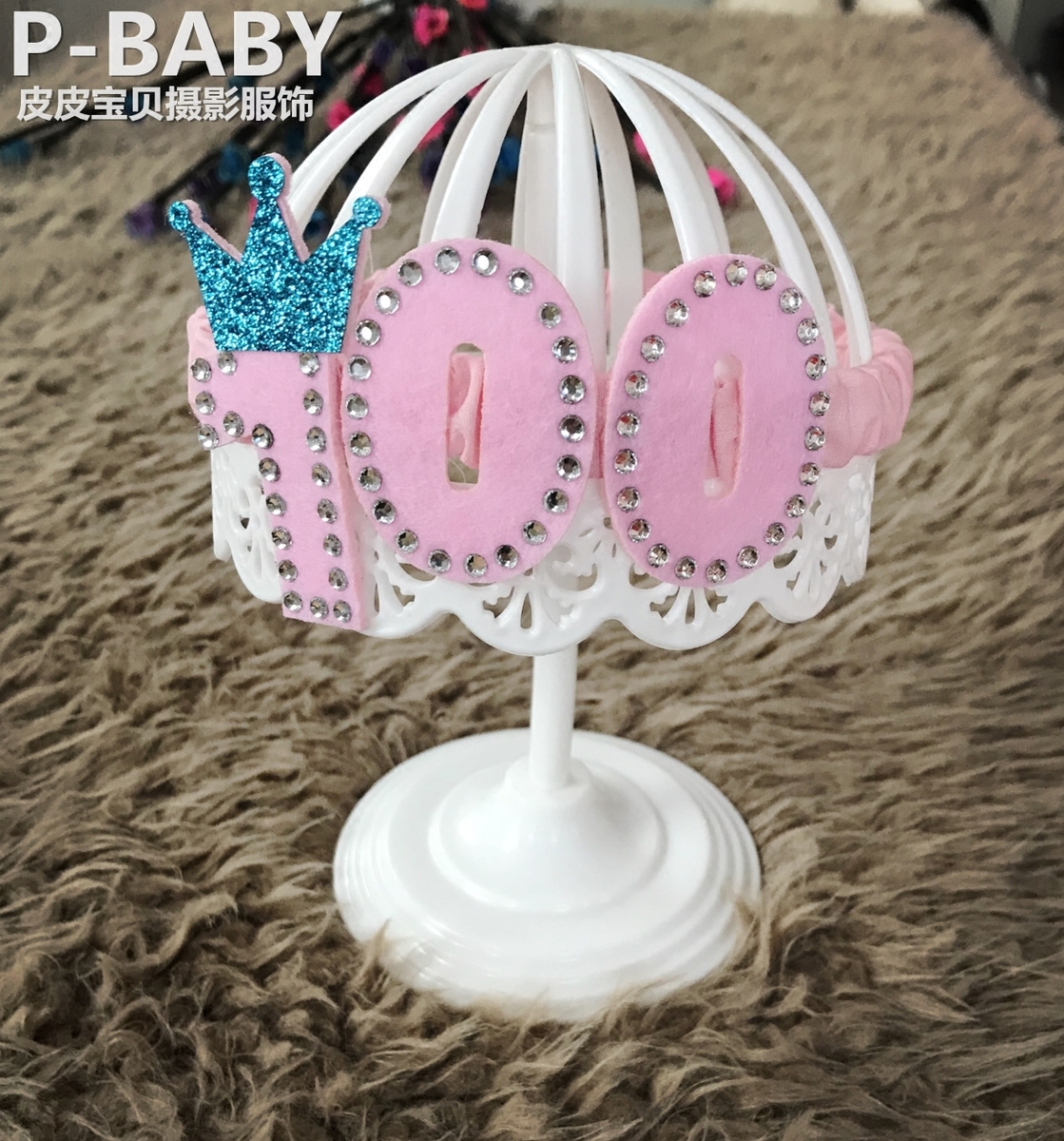 Newborn Photo Props Baby Full Moon 100 Days Baby Camera Head Accessories New 100 Days Digital hair with head flowers