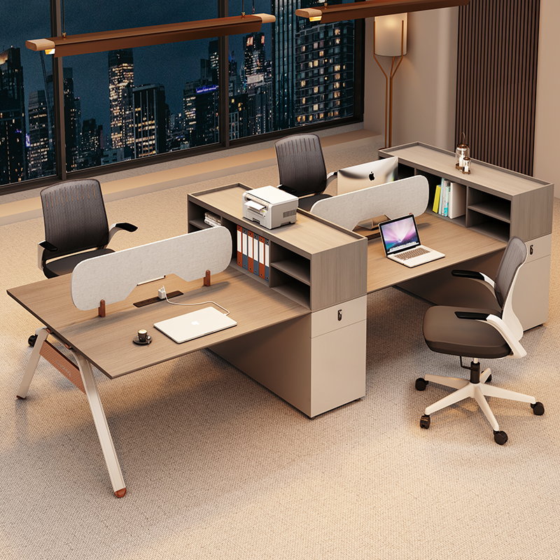 Office Desk and Chair Set, Simple and Modern, Double-Seated Workstation Desk, Four-Person Cubicle, Staff Workstation
