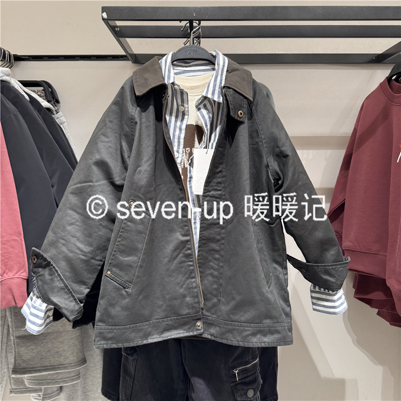 Zara Domestic Children's Clothing Boys' Contrast Color Shirt Collar Waxed Leather Jacket 0248/796 0248796 Zara Domestic Children's Clothing Boys' Contrast Color Shirt Collar Waxed Leather Jacket 0248/796 0248796