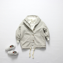 2022 Spring and autumn Childrens Wind Closes Childrens Childrens clothes The boy girls pure cotton card with a long style coat of wind