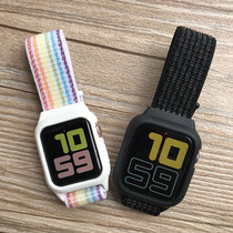 Applicable Apple Watch 7th generation iWatch234 nylon loop sports strap 56SE all inclusive Protective case tide