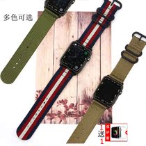 Apply Apple Watch7 Generation finely woven nylon strap iWatch3456SE canvas Sport wristband Three-button male and female